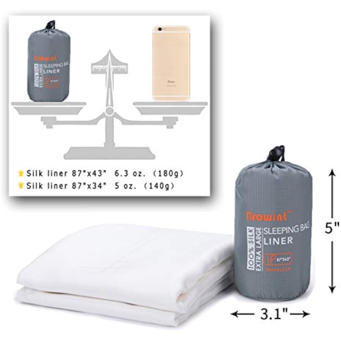 BROWINT Mulberry Silk Sleeping Bag Liner | Extra Wide Travel Sheet