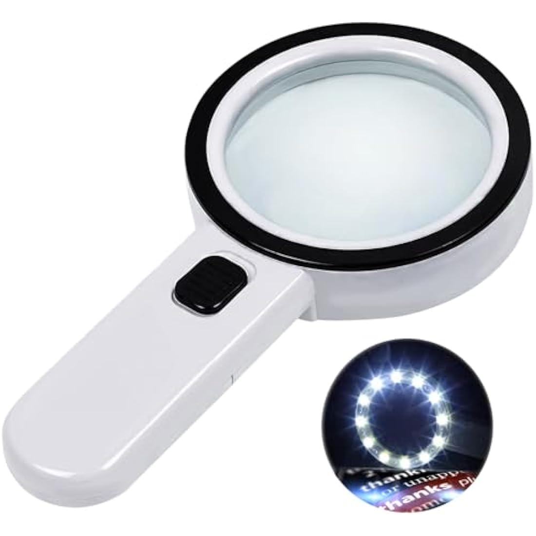 Nazano 30X Handheld Magnifying Glass with 12 LED Lights for Seniors