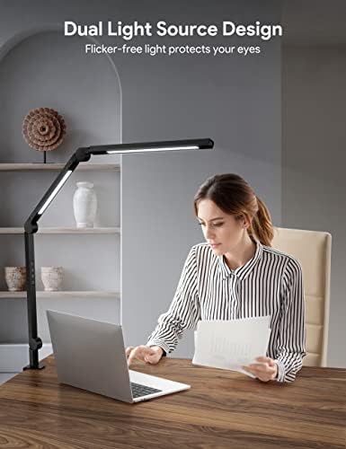 MediAcous LED Desk Lamp – Dual Light Swing Arm Architect Lamp with Clamp