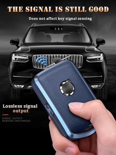 HIBEYO Leather Key Fob Cover for Volvo XC60 XC90 S90 V90 – Side Buttons