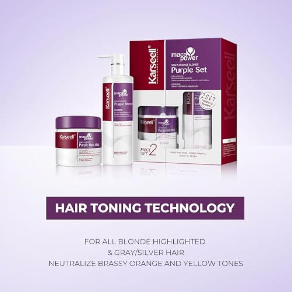 Karseell Purple Shampoo and Hair Mask Set for Blonde & Silver Hair