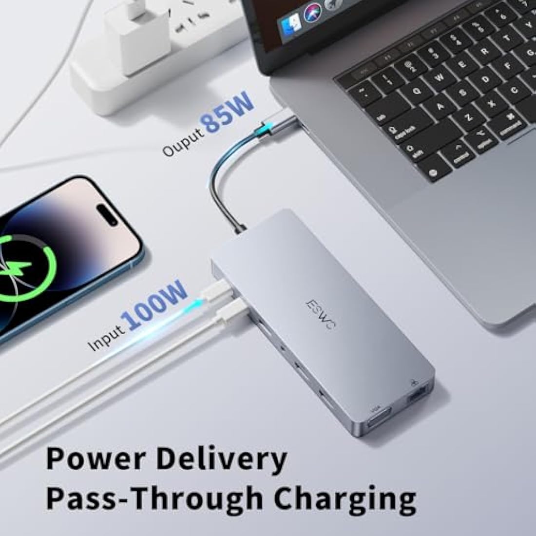 JESWO 14-in-1 USB C Docking Station – Dual Monitor 4K HDMI & VGA Hub