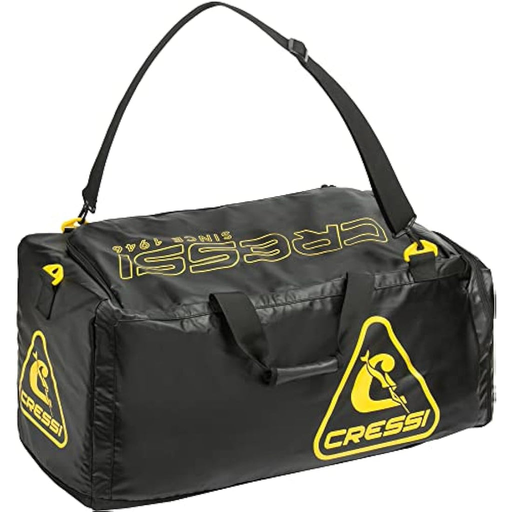 Cressi Megattera Dive Bag – 110L Waterproof Nylon Gear Duffel, Black/Yellow