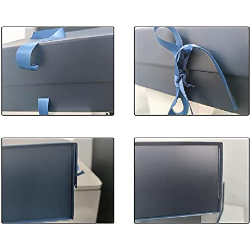 Jolof Store Blue Magnetic Gift Box with Ribbon – Large 33x26x11cm