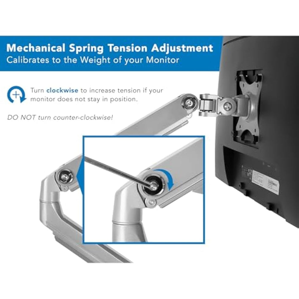 Mount-It! Single Monitor Arm – Mechanical Spring Desk Mount for 32" Screens