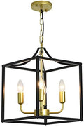 Industrial 4-Light Farmhouse Chandelier – Black and Gold