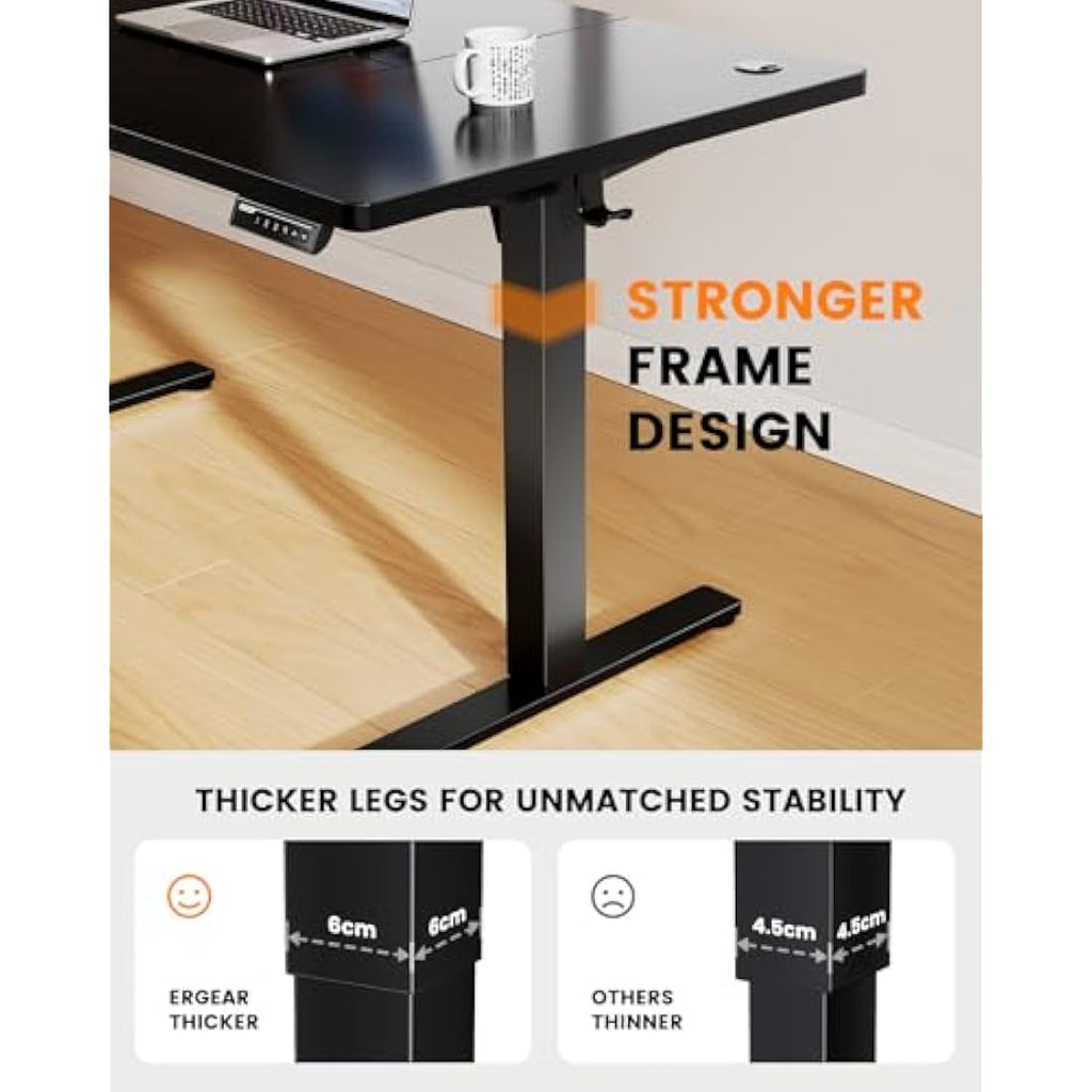 ErGear Electric Standing Desk – 160x80cm Height Adjustable 100kg Capacity