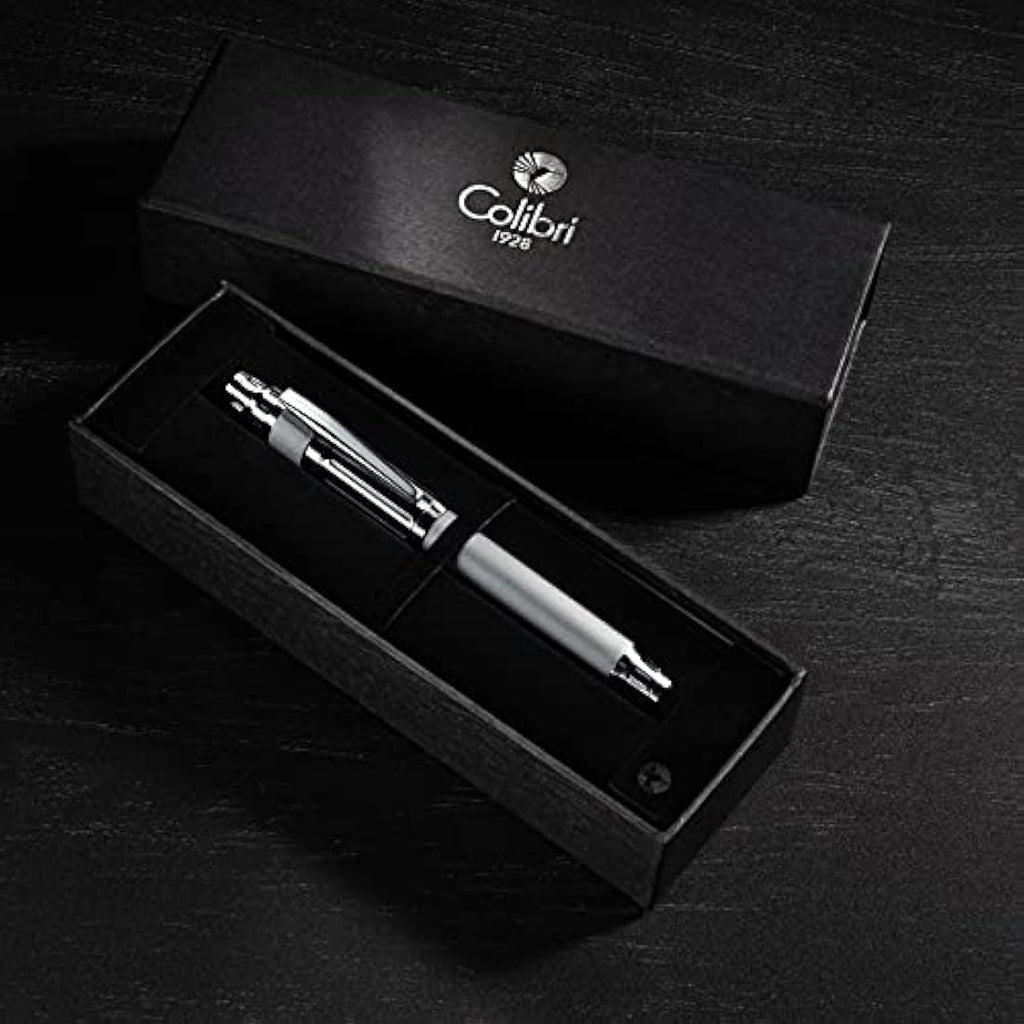 Colibri Ascari Fountain Pen | Polished Chrome & White | Medium Bock Nib