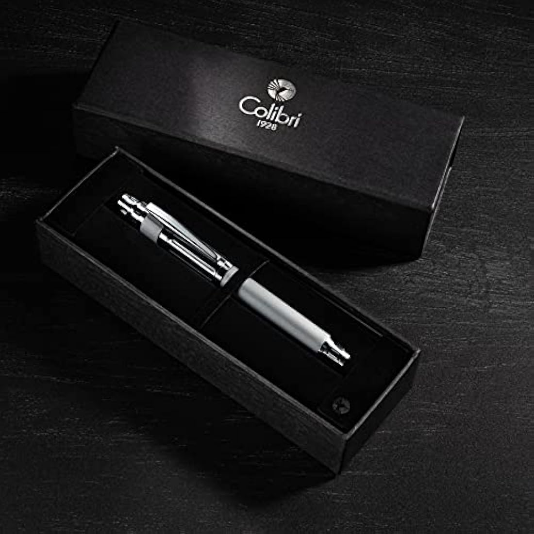 Colibri Ascari Fountain Pen | Polished Chrome & White | Medium Bock Nib