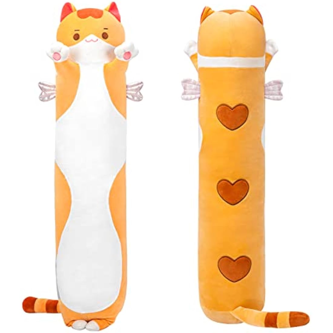 Mewaii 51in Long Cat Plush Body Pillow – Soft Orange Stuffed Animal