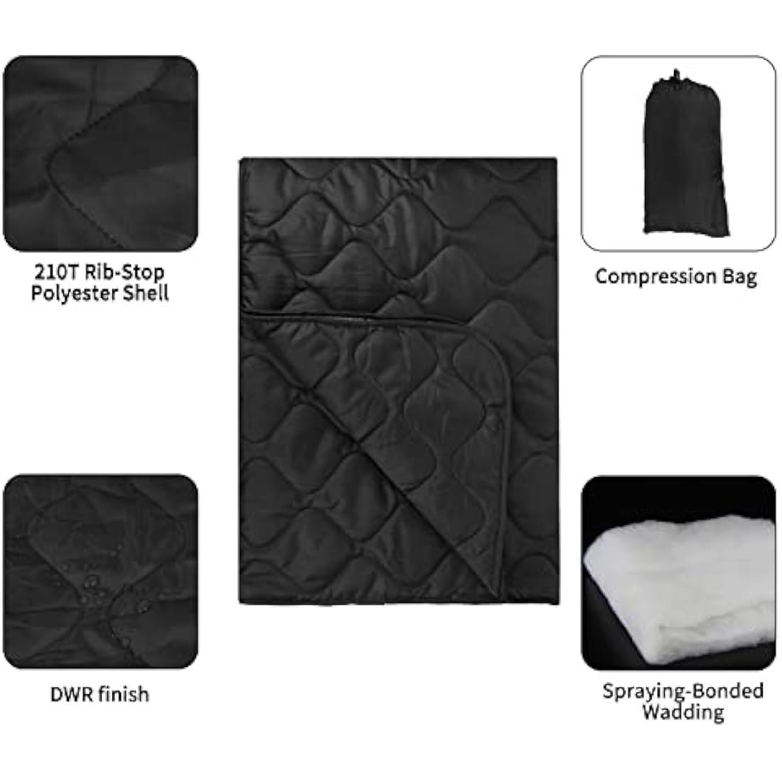 Tongcamo Military Woobie Blanket – Waterproof Camo Poncho Liner for Camping