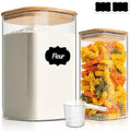 ComSaf Airtight Glass Pantry Storage Containers with Bamboo Lids, 2 Pack