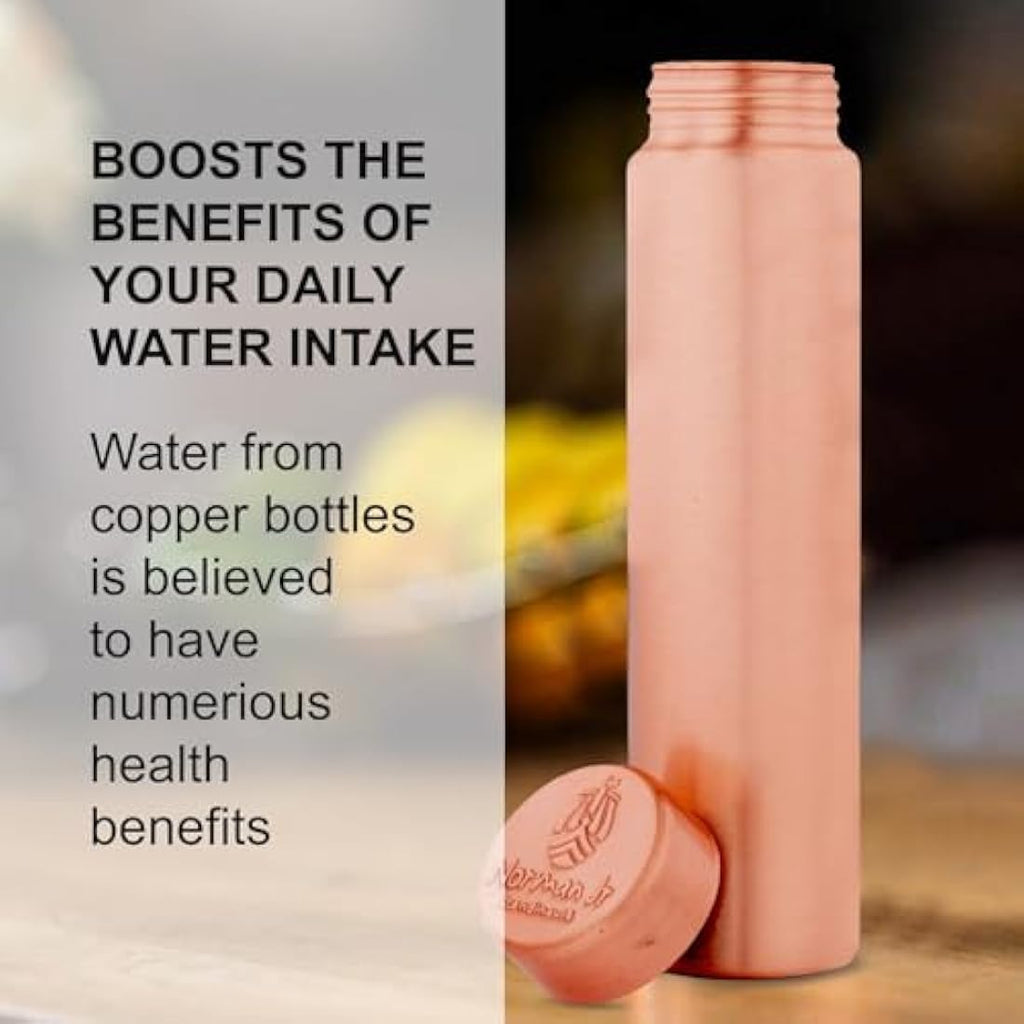 Pure Copper Water Bottle - 550ml Slim Ayurvedic Vessel (3 Pack)