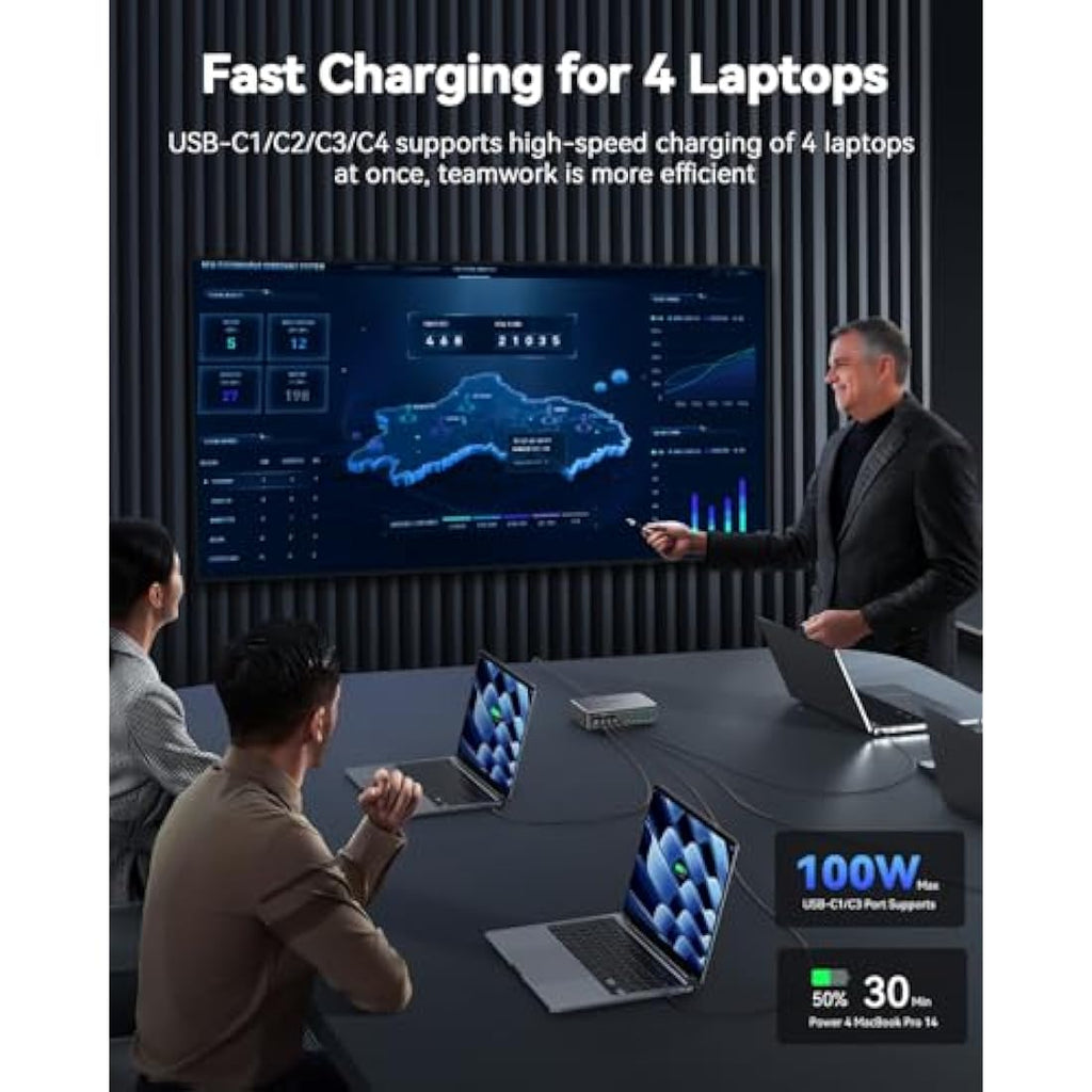 Rocoren 480W GaN USB C Charger – 10-Port Multi-Laptop Charging Station