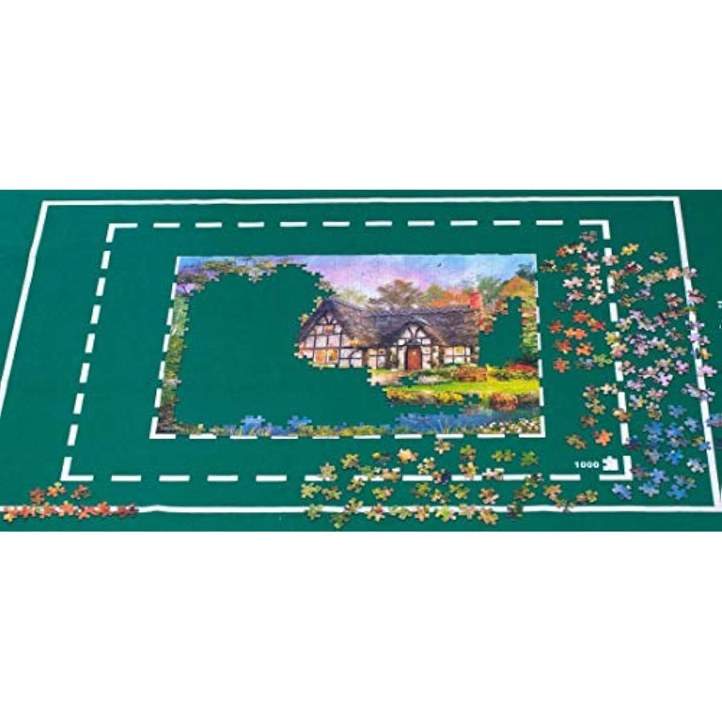 LifeStyleMall Jigsaw Puzzle Mat - 1500 Piece Portable Green Felt Roll