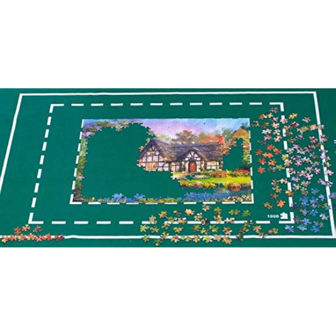 LifeStyleMall Jigsaw Puzzle Mat - 1500 Piece Portable Green Felt Roll