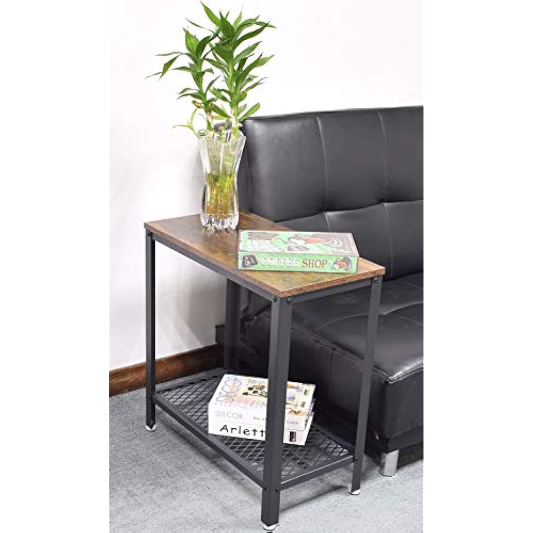 DRM Industrial Console Table - 2-Tier Narrow Rustic Side Table for Small Spaces
