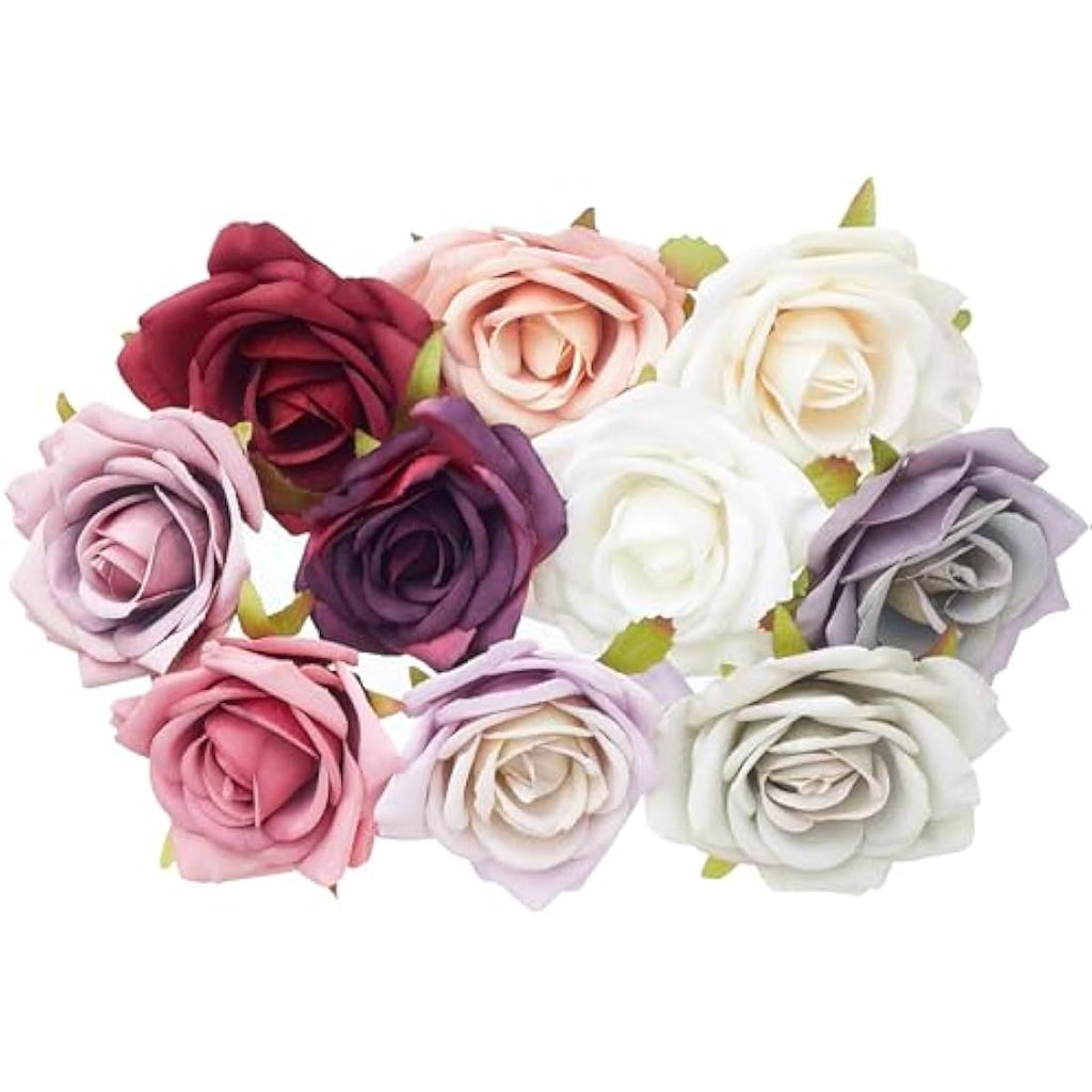 Jolof Store 10-Piece Silk Rose Heads - Realistic DIY Wedding Flowers