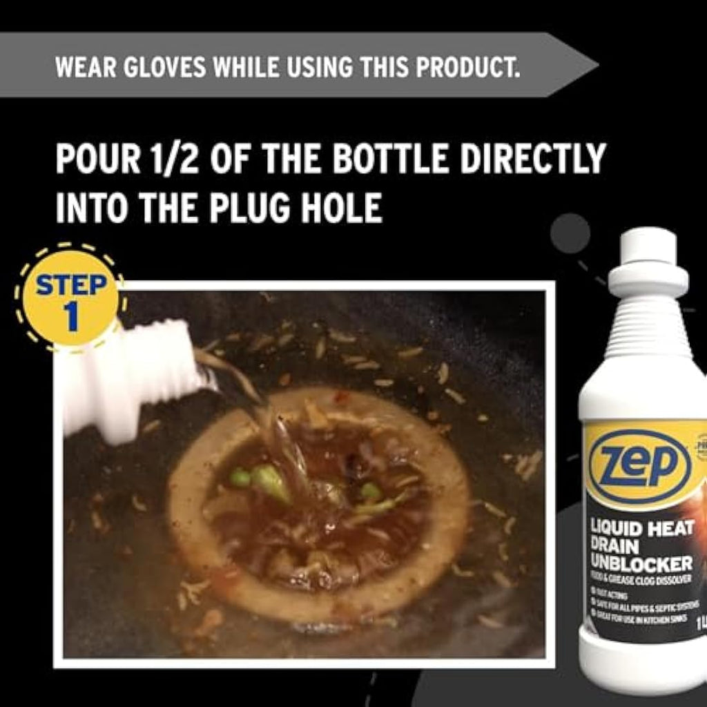 Zep Commercial Heat Drain Unblocker – Heavy Duty Grease & Food Remover