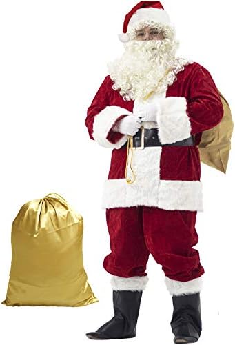Jolof Store Men's 11-Piece Deluxe Santa Claus Costume – Professional Suit