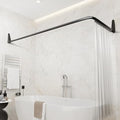 L-Shaped Shower Curtain Rail | Black Steel Curved Pole