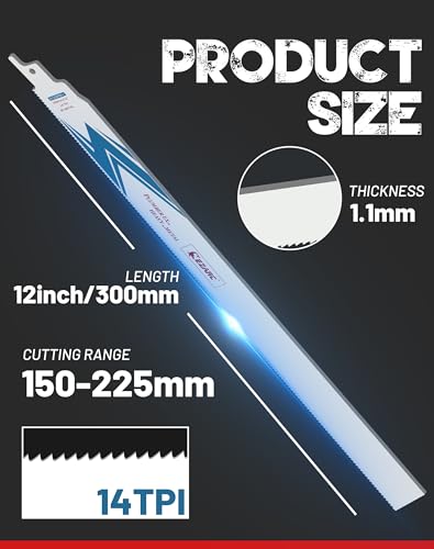 EZARC 300mm Bi-Metal Cobalt Reciprocating Saw Blades for Metal – 25 Pack