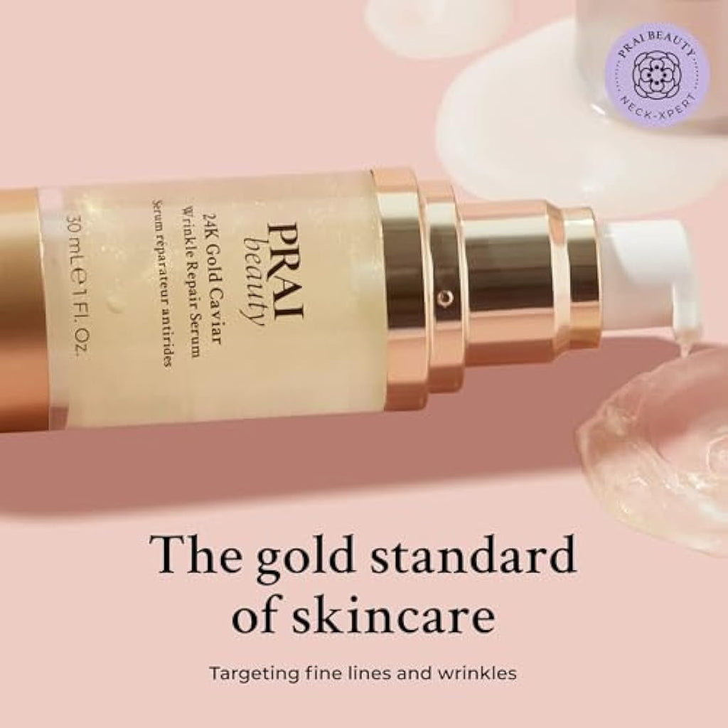 PRAI 24k Gold Caviar Wrinkle Repair Serum | Anti-Aging & Firming 30ml
