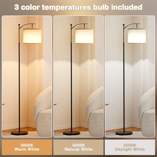 Aooshine Modern Arc Floor Lamp | 3 Color Temperatures & Beige Shade