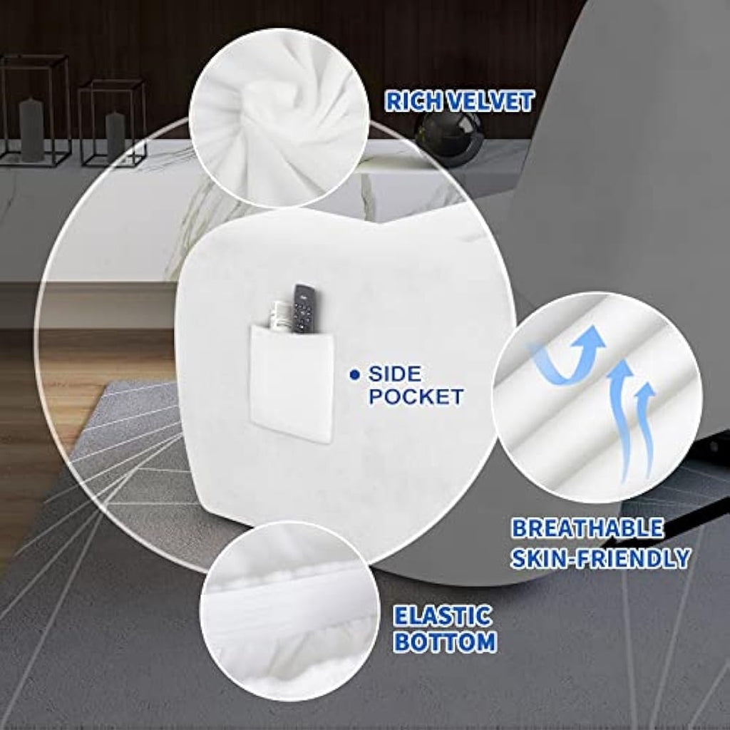 XINEAGE Velvet Recliner Slipcover | 4-Piece Stretch Chair Cover - White