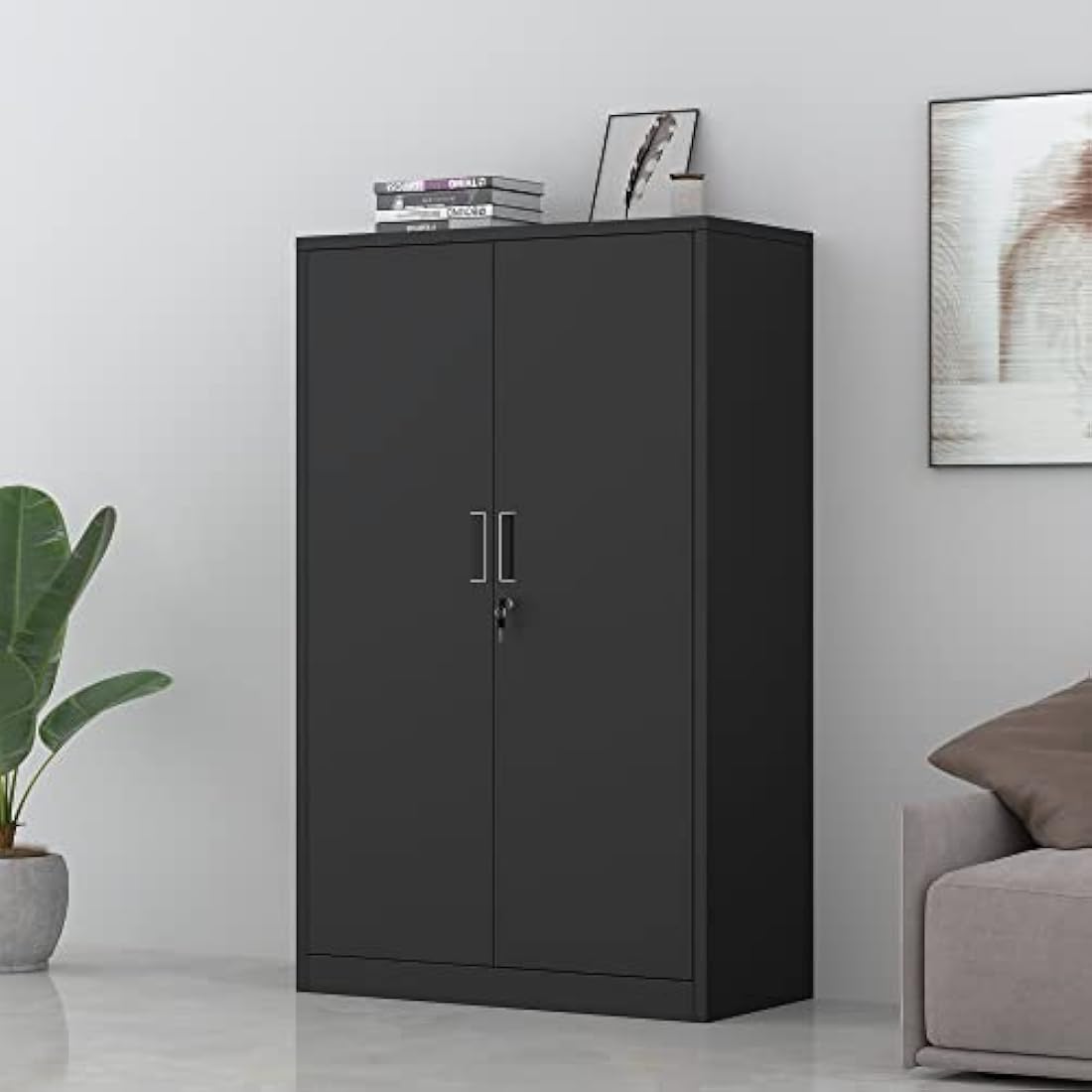 Jolof Store Metal Storage Cabinet | Lockable Steel Cupboard with 3 Shelves