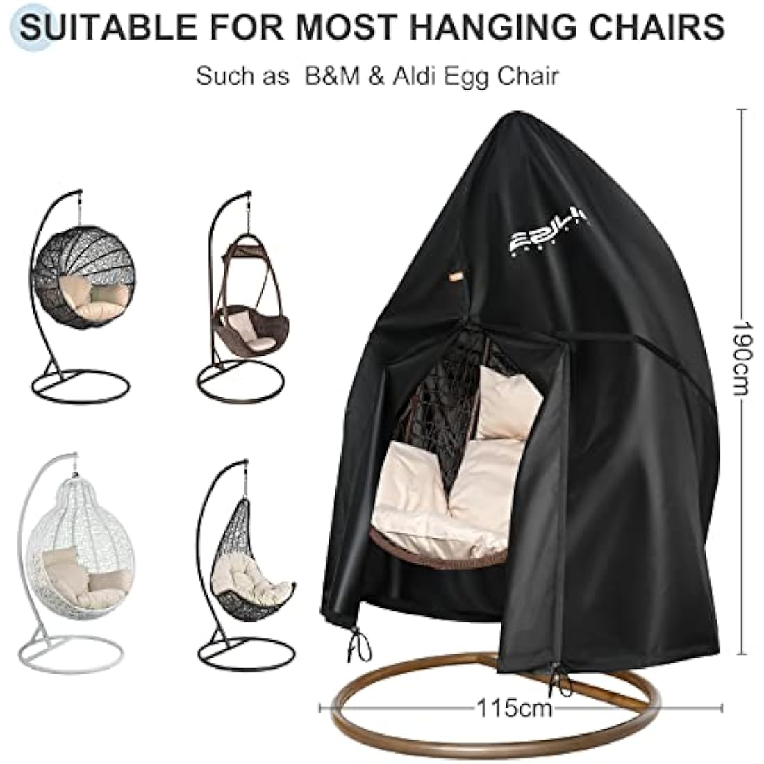 Ezilif Egg Chair Cover | 420D Heavy Duty Waterproof Hanging Swing Cover