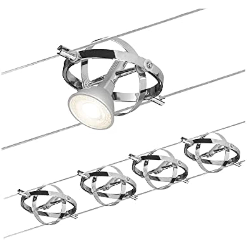 Paulmann Cardan Cable Lighting System – 4-Light Wire Set in Matt Chrome