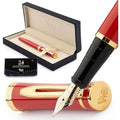 Wordsworth & Black Fountain Pen Set – Crimson Red with 24 Ink Refills