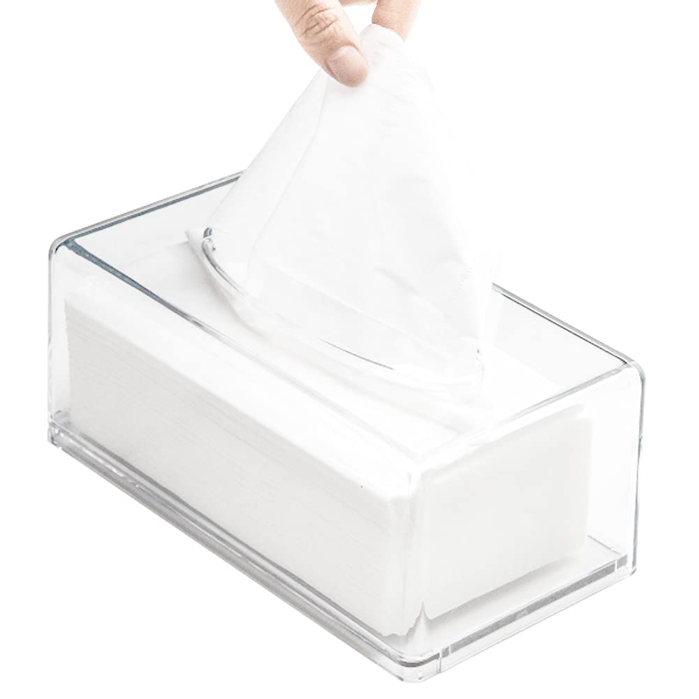 GRACECOTT Clear Acrylic Tissue Box – Modern Rectangular Napkin Holder