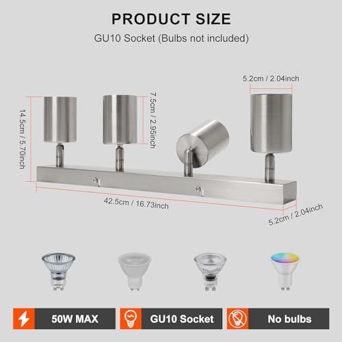 Ketom 4-Way Adjustable Ceiling Spotlight | Modern Matt Nickel GU10 Light