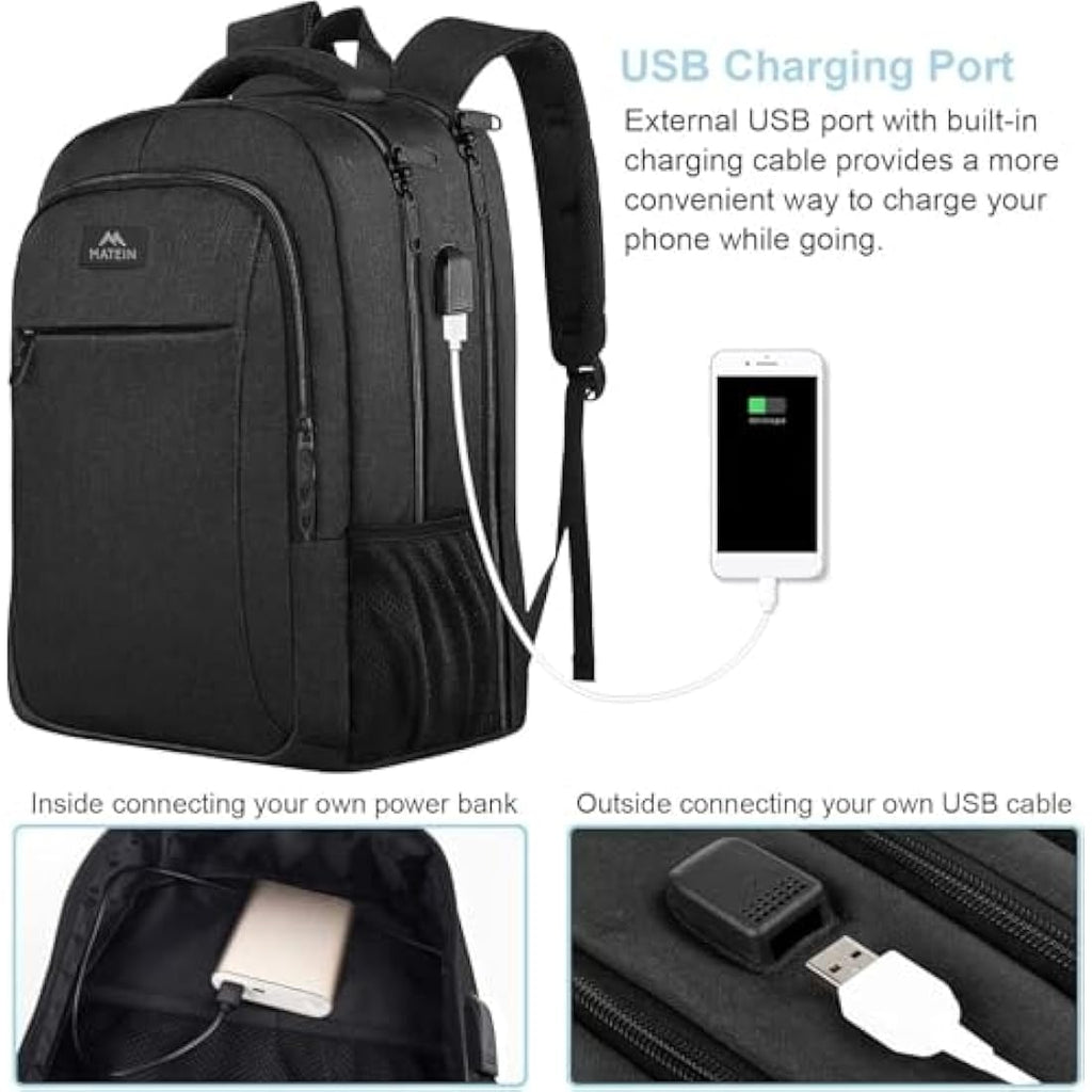 MATEIN 17.3 Inch Travel Laptop Backpack | TSA Friendly USB Charging Bag