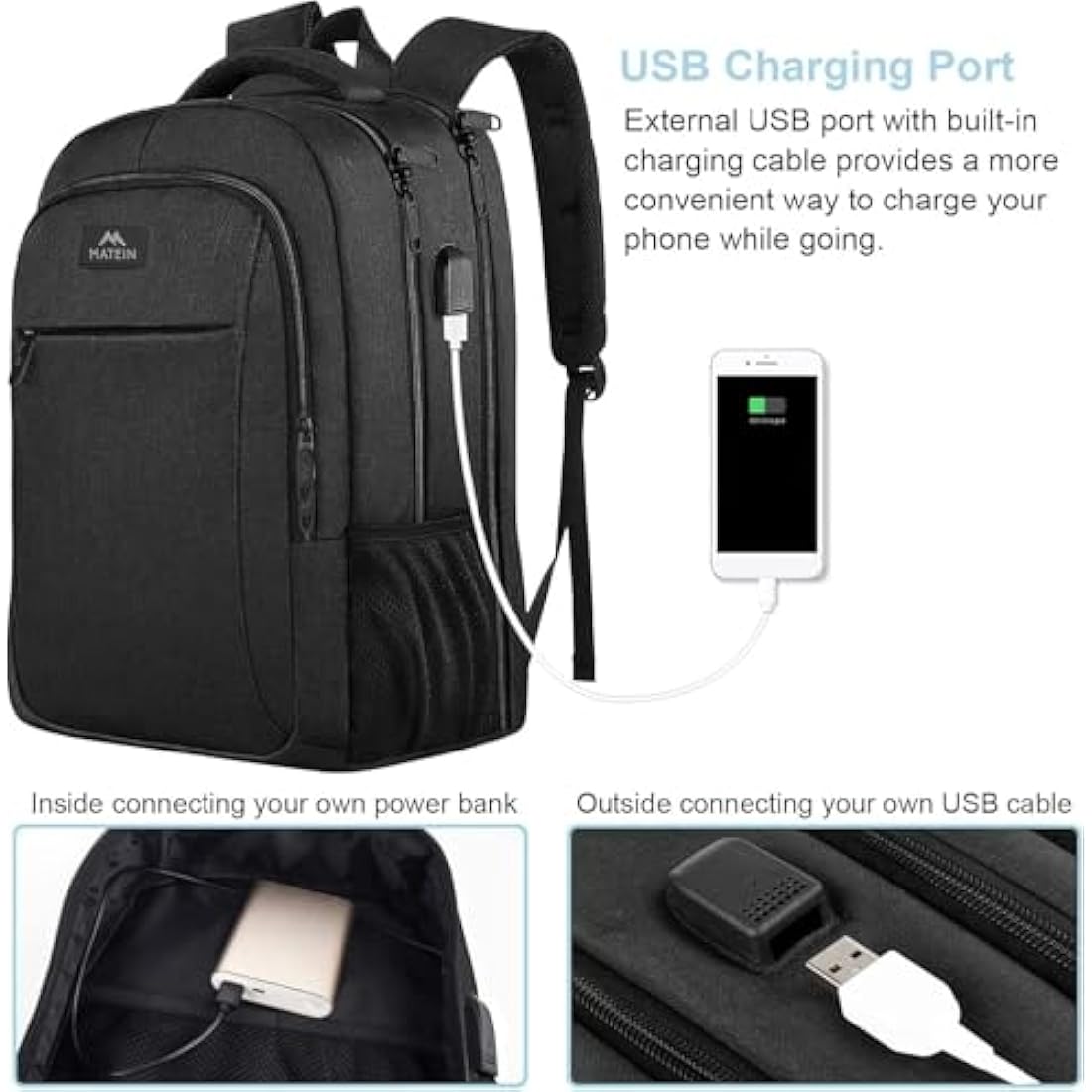 MATEIN 17.3 Inch Travel Laptop Backpack | TSA Friendly USB Charging Bag
