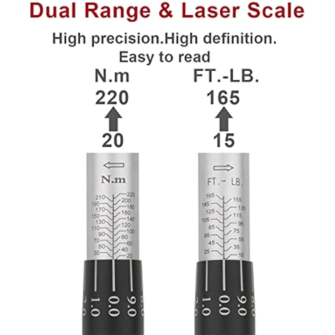FOURROBBER 1/2-inch Drive Click Torque Wrench Set, 20-220Nm (±3% Accuracy)
