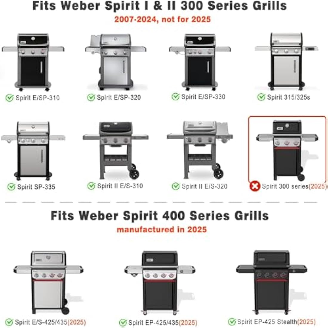 Onlyfire Stainless Steel Griddle Plancha for Weber Spirit 300/400 Series