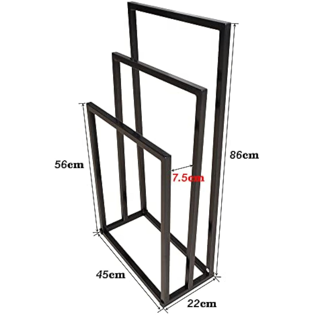 Jolof Store 3-Tier Freestanding Towel Rack – Black Steel Bathroom Stand