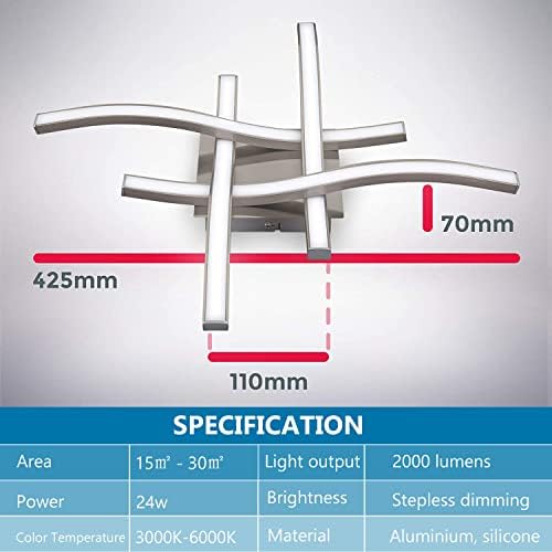 Modern LED Ceiling Light | 24W Dimmable Curved Flush Mount
