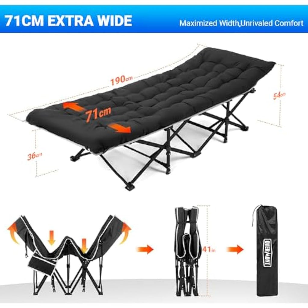 Overmont Heavy Duty Folding Camping Cot | 550lbs Capacity Portable Bed