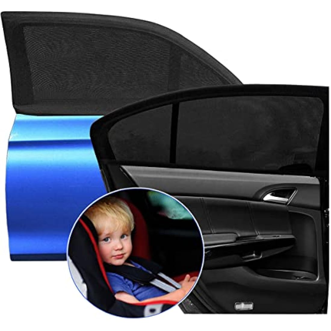 Goosky Car Window Sun Shades for Baby – UV Protection Mesh Blinds (2 Pack)