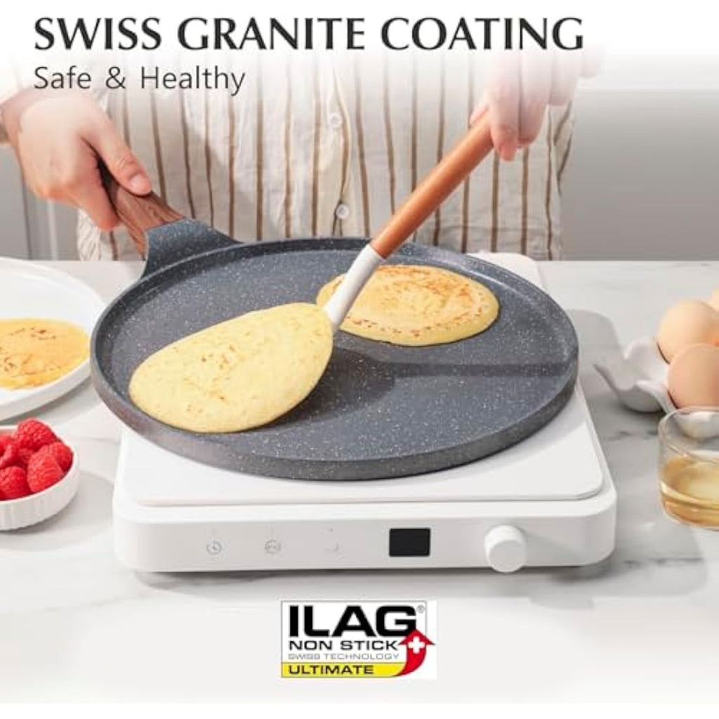 Sensarte Non-Stick Crepe Pan | 26cm Die-Cast Aluminum Dosa Pan & Griddle
