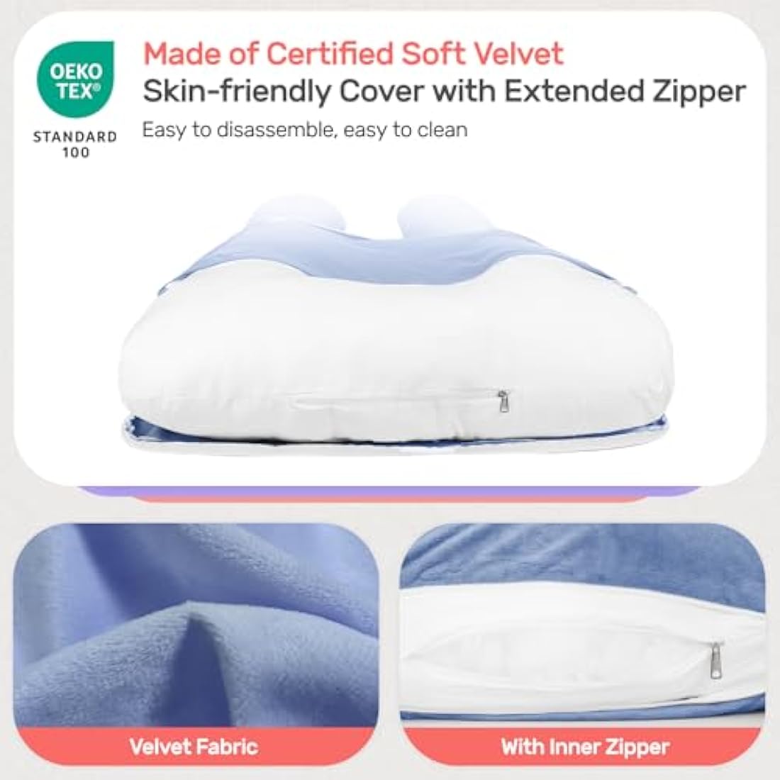 Nuliie U-Shaped Pregnancy Pillow | Full Body Maternity Support - Blue