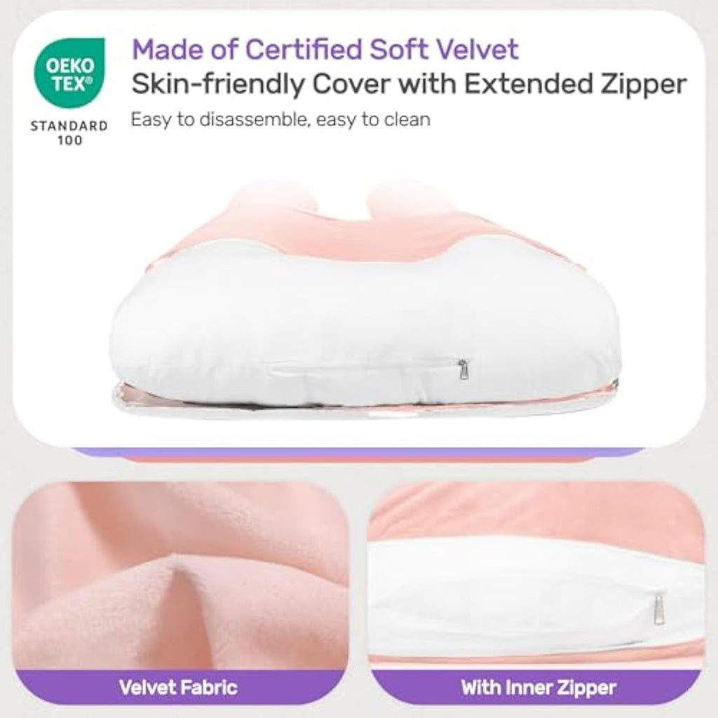 Nuliie U-Shaped Pregnancy Pillow - Full Body Maternity Support, Pink Velvet