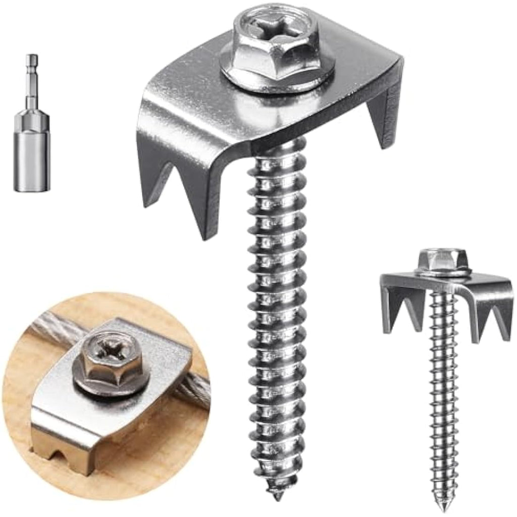 SELEWARE 200 Pcs Stainless Steel Fence Staples for Wire Mesh Fencing