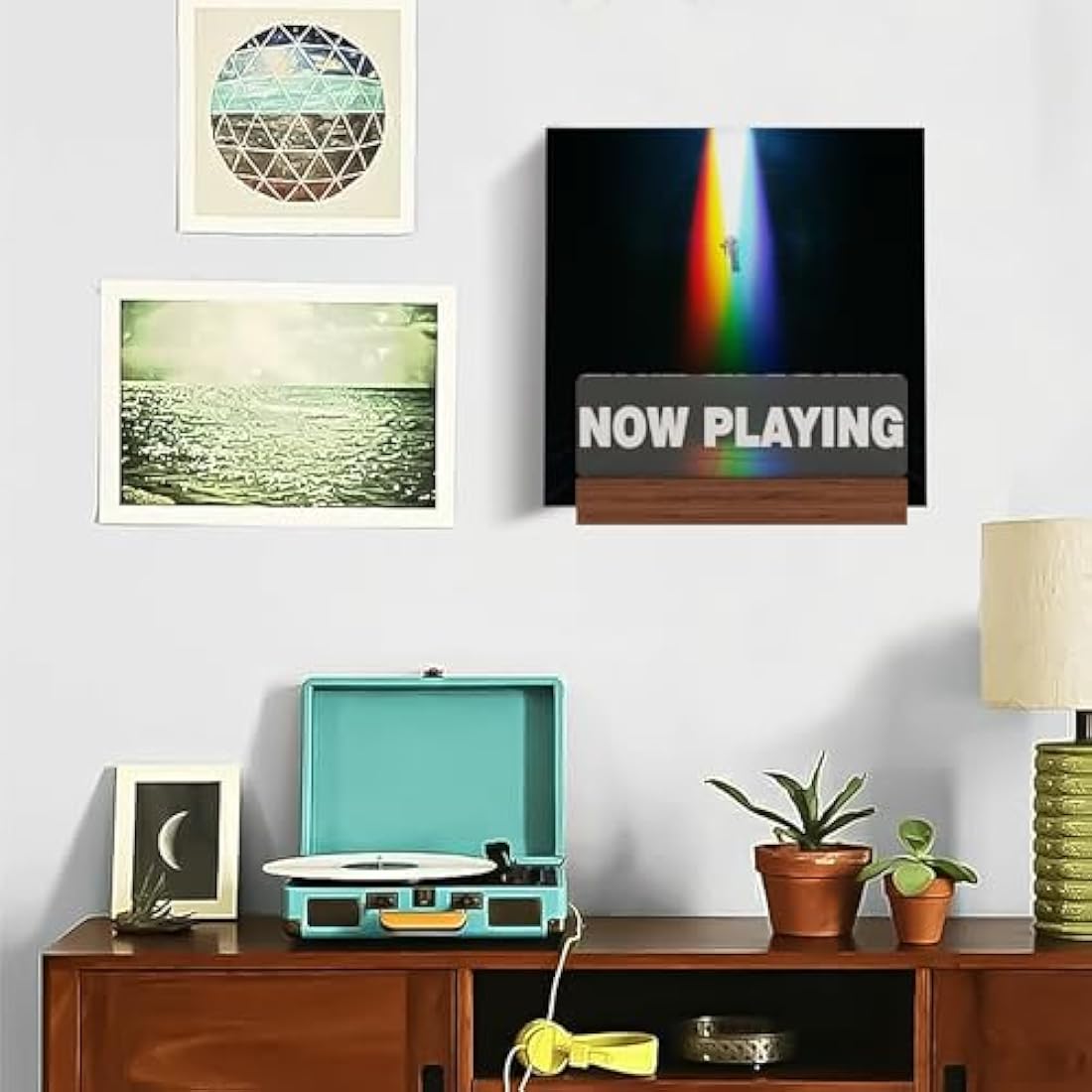 LED Light Up Vinyl Record Stand – Wooden Now Playing Display