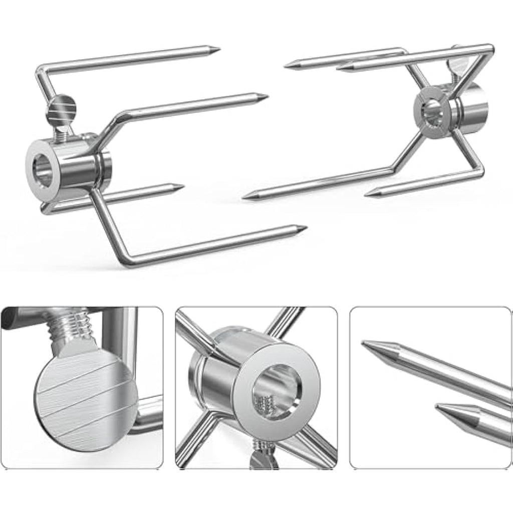 Onlyfire Rotisserie Forks for 8mm Square Spit Rods | 2-Piece Metal Set
