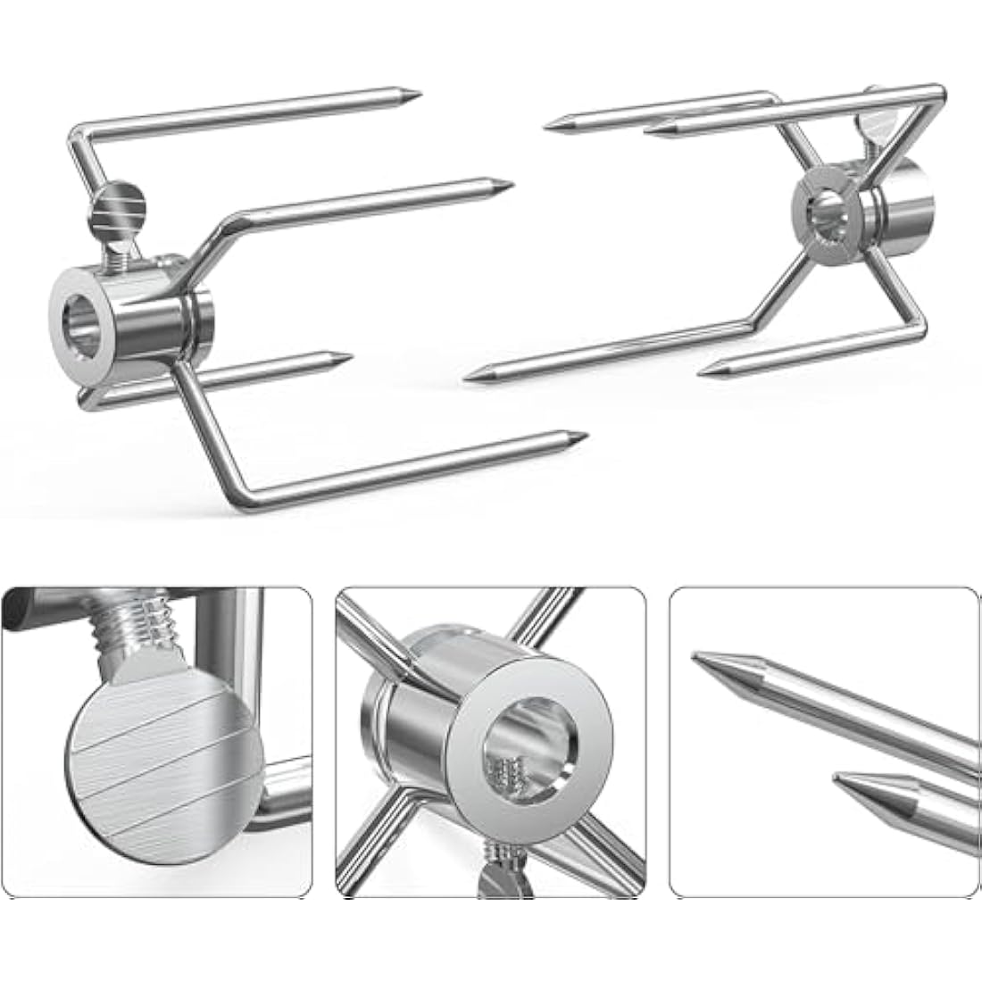 Onlyfire Rotisserie Forks for 8mm Square Spit Rods | 2-Piece Metal Set